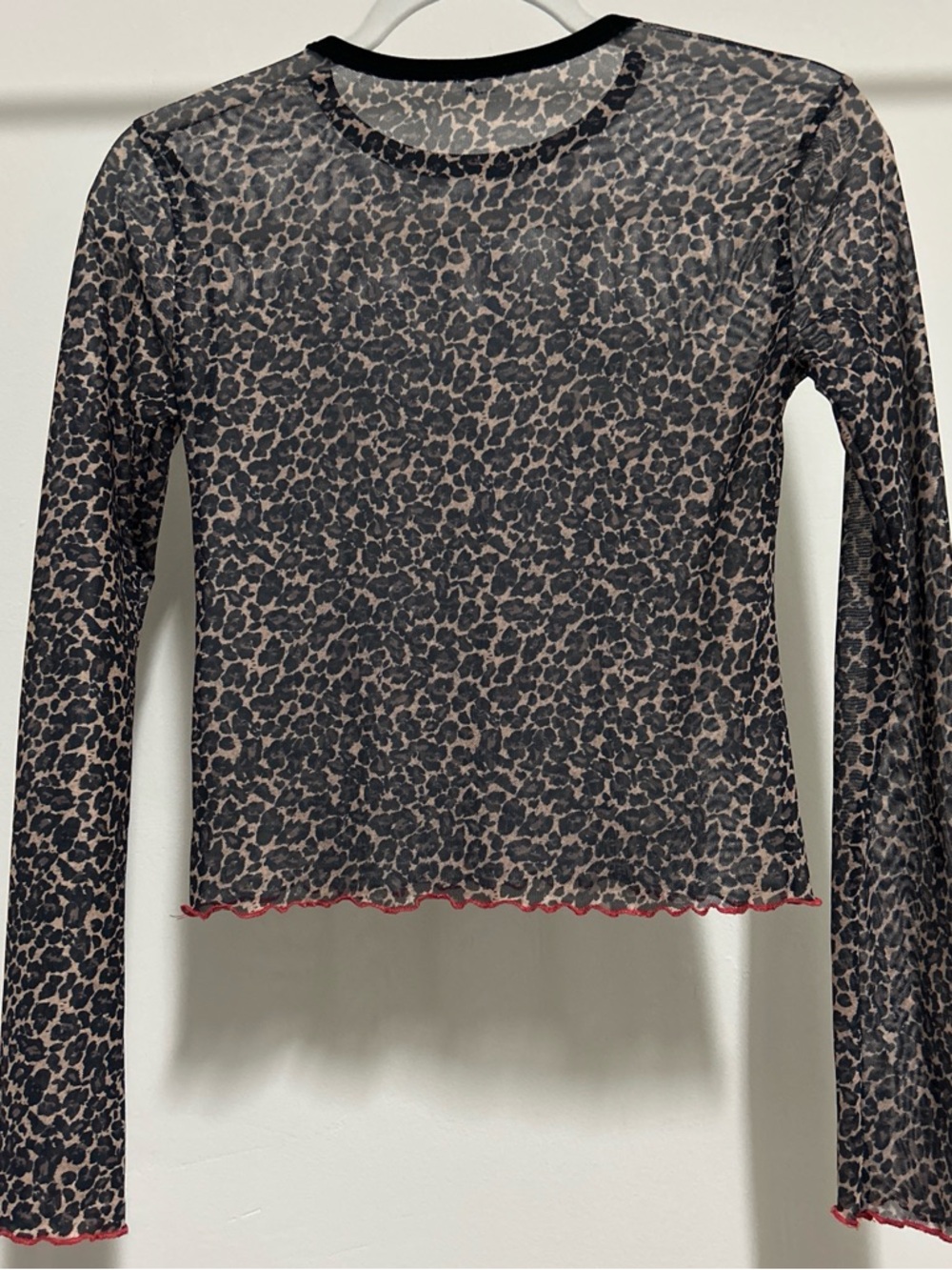 Unif leopard long sleeve mesh top